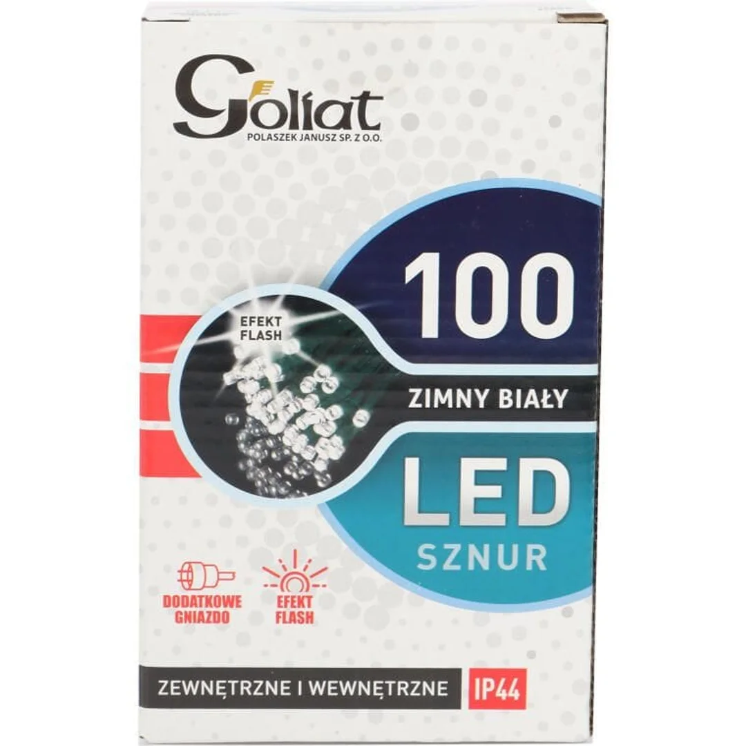Komplet Lampek Choinkowych 100 LED Zimny Biały z Efektem Flash i Dodatkowym Gniazdem, Odporny na Wodę (IP44) — zdjęcie 3