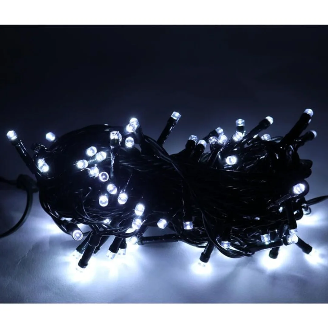 Komplet Lampek Choinkowych 100 LED Zimny Biały z Efektem Flash i Dodatkowym Gniazdem, Odporny na Wodę (IP44) — zdjęcie 5