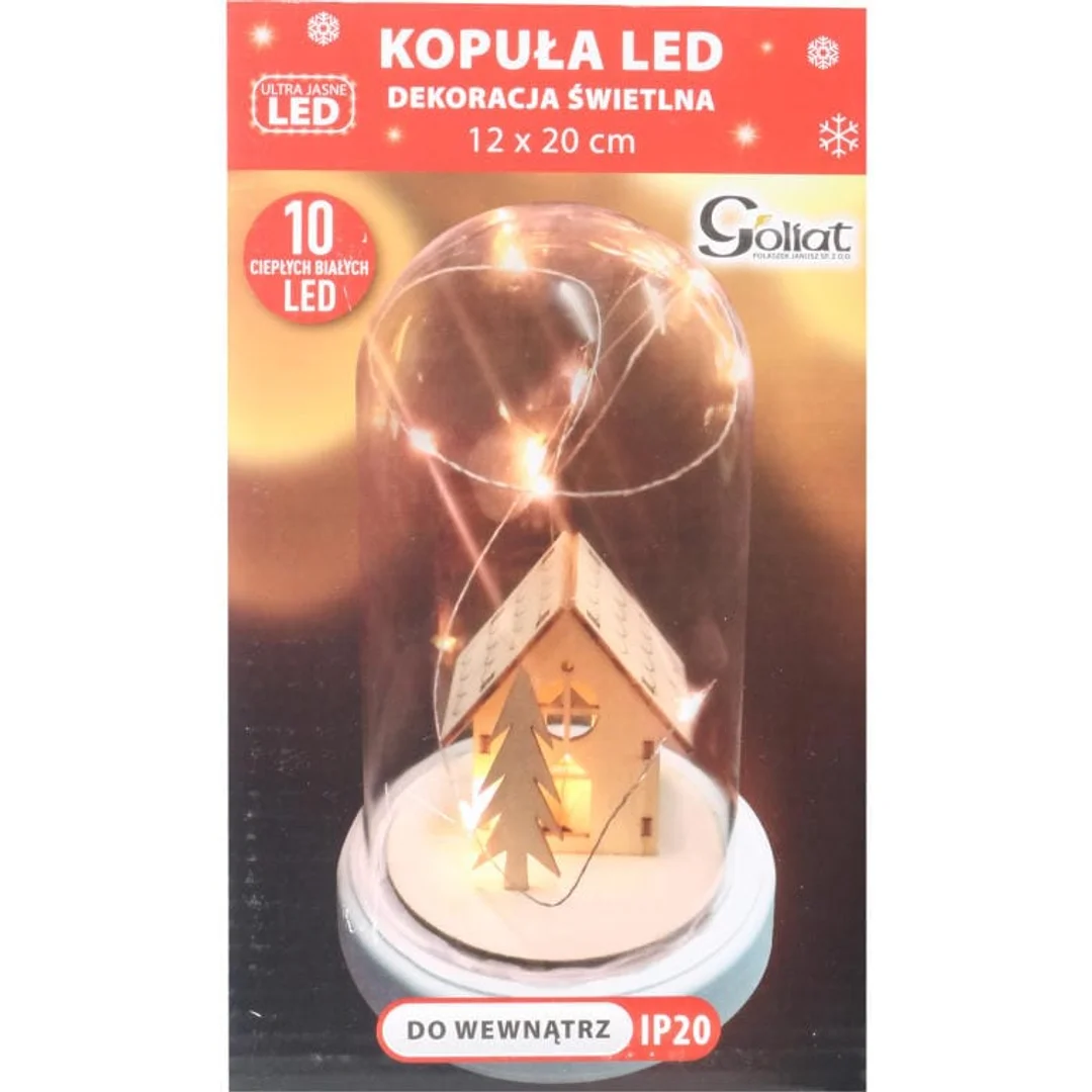 Kopuła ze Szklanym Dioramą Kościół i Choinka z Podświetleniem LED — zdjęcie 4