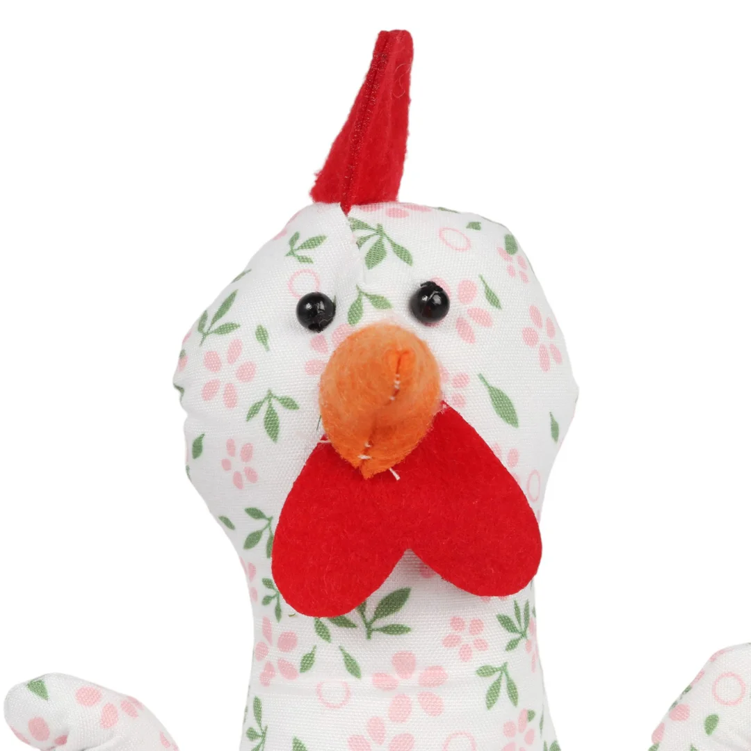 KURA OZDOBA Z MATERIAŁU W KWIATKI KURA FOLKLOR WIELKANOC RÓŻOWA 25 CM — zdjęcie 2