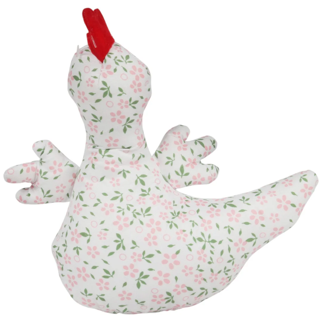 KURA OZDOBA Z MATERIAŁU W KWIATKI KURA FOLKLOR WIELKANOC RÓŻOWA 25 CM — zdjęcie 4