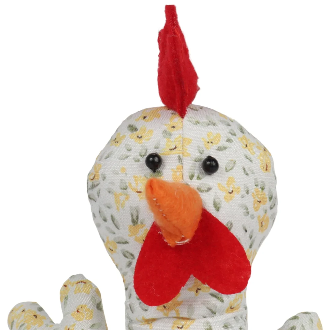 KURA OZDOBA Z MATERIAŁU W KWIATKI KURA FOLKLOR WIELKANOC ŻÓŁTA 25 CM — zdjęcie 2