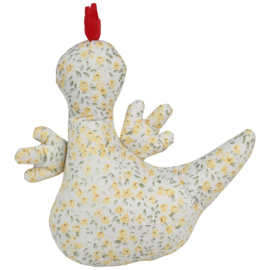 KURA OZDOBA Z MATERIAŁU W KWIATKI KURA FOLKLOR WIELKANOC ŻÓŁTA 25 CM — zdjęcie 4