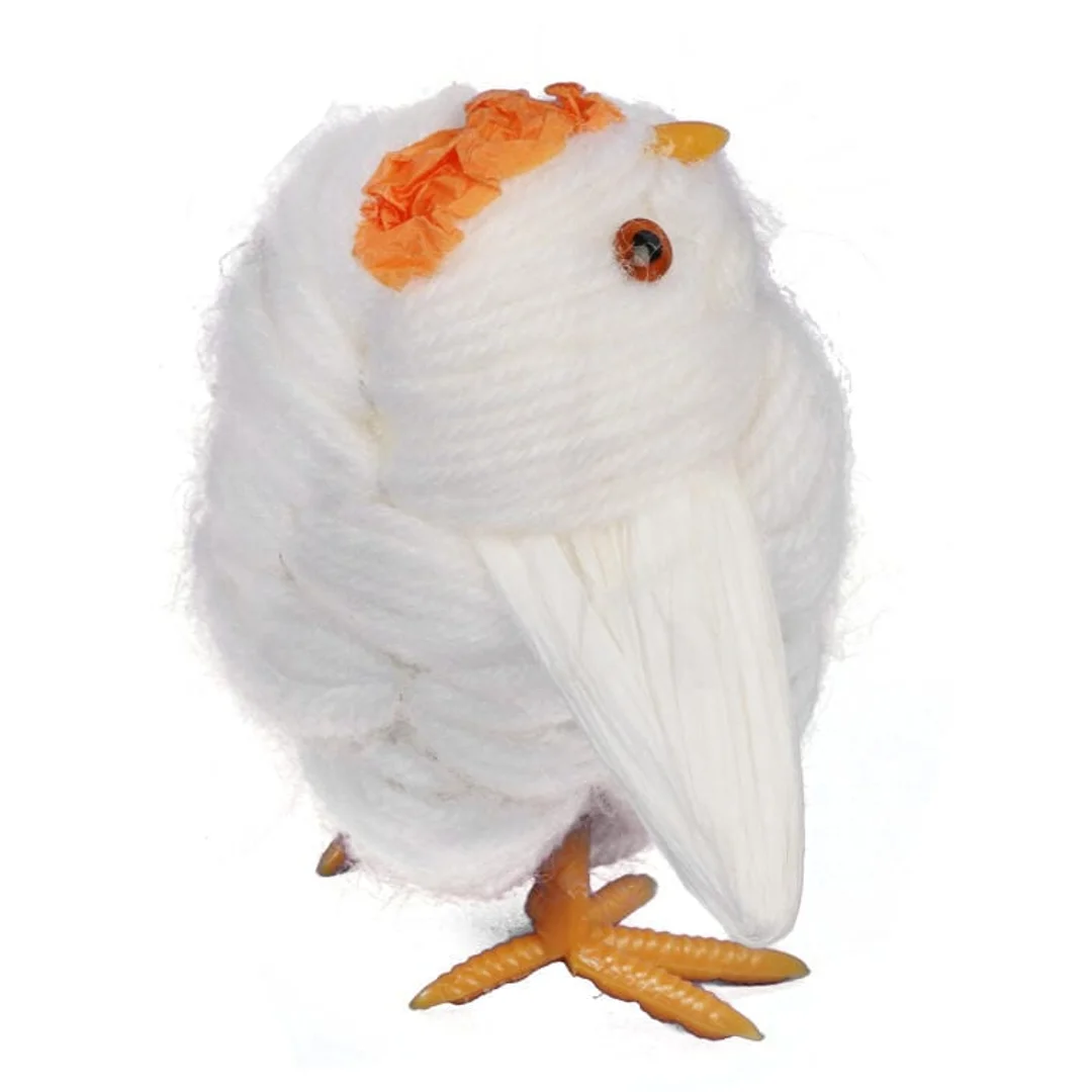 KURCZAK Z WEŁNY FIGURKA 10CM WIELKANOC BIAŁA — zdjęcie 2