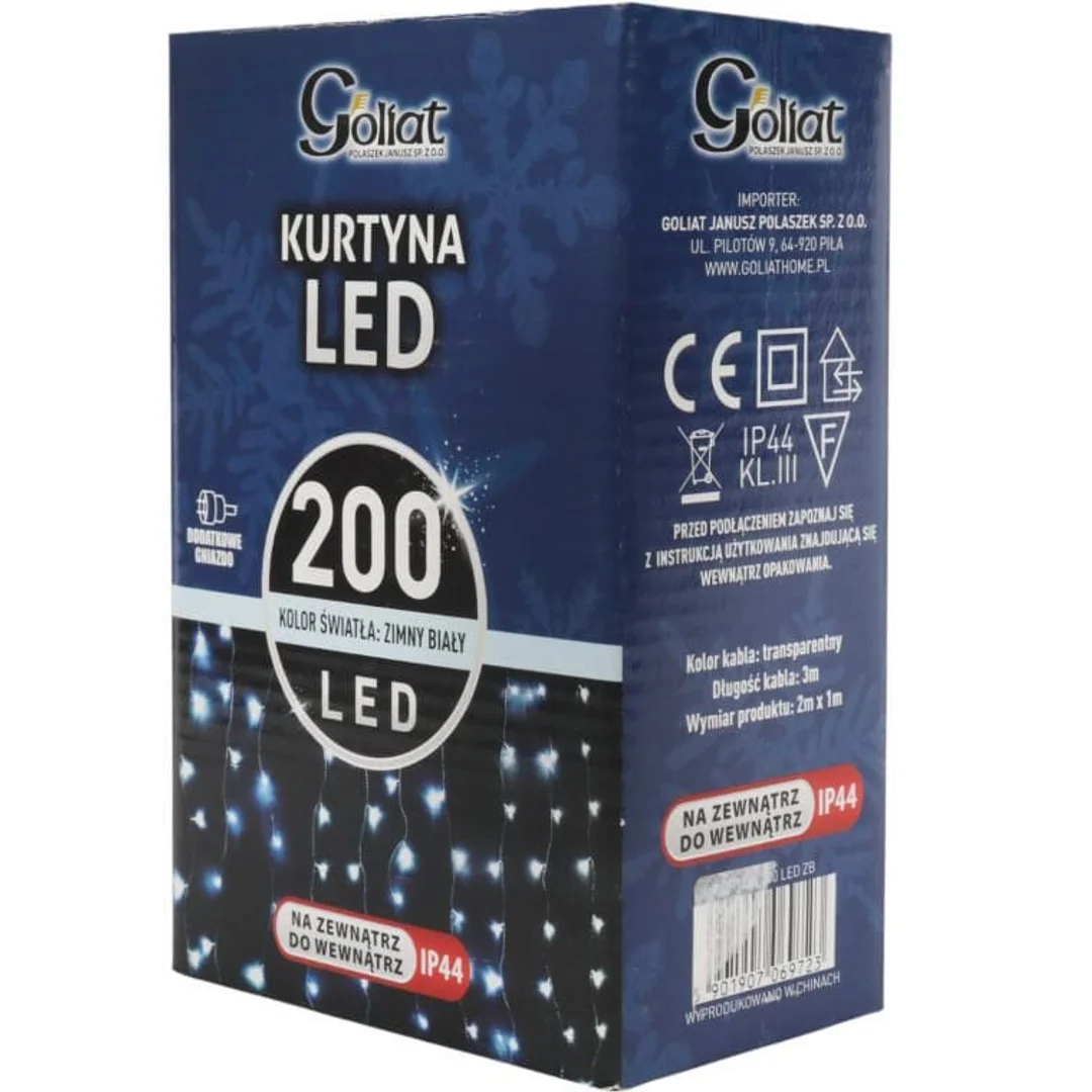 KURTYNA 200 LED ZASŁONA ŚWIETLNA LAMPKI ŚWIĘTA LAMPKA ŚWIĄTECZNA 2 x 1 m — zdjęcie 2