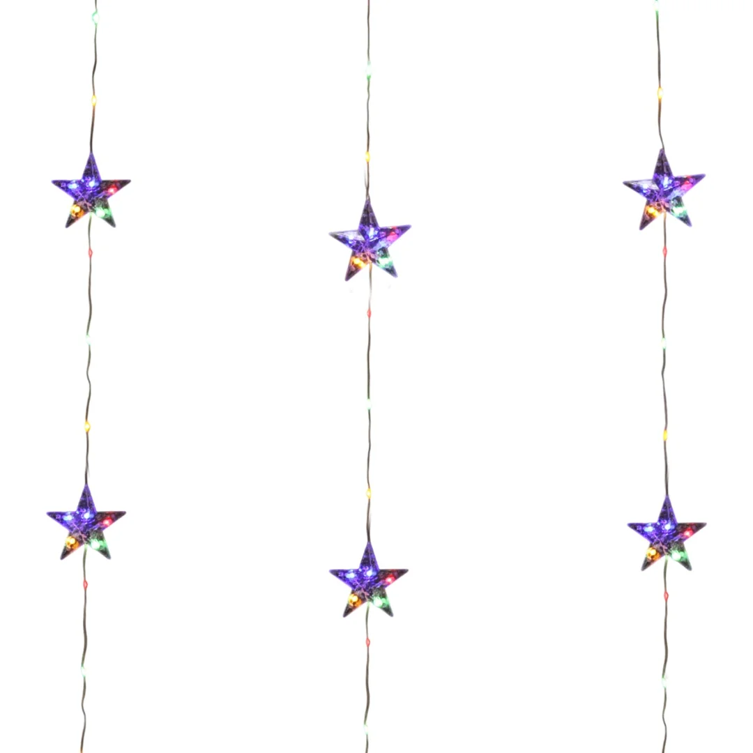 KURTYNA ŚWIETLNA 3X2M 50 GWIAZDEK OZDOBY ŚWIĄTECZNE LAMPKI 400 LED CIEPŁY BIAŁY/MULTICOLOR