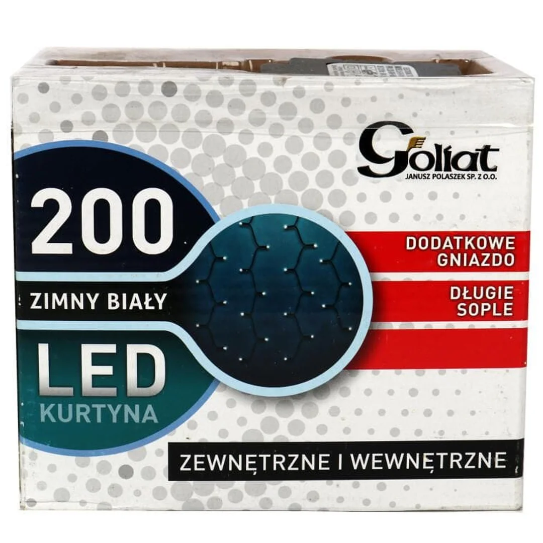 Kurtyna Świetlna LED 200 Białych Lampek z Dodatkowym Gniazdem, Do Użytku Wewnętrznego i Zewnętrznego, 3mx1m — zdjęcie 6