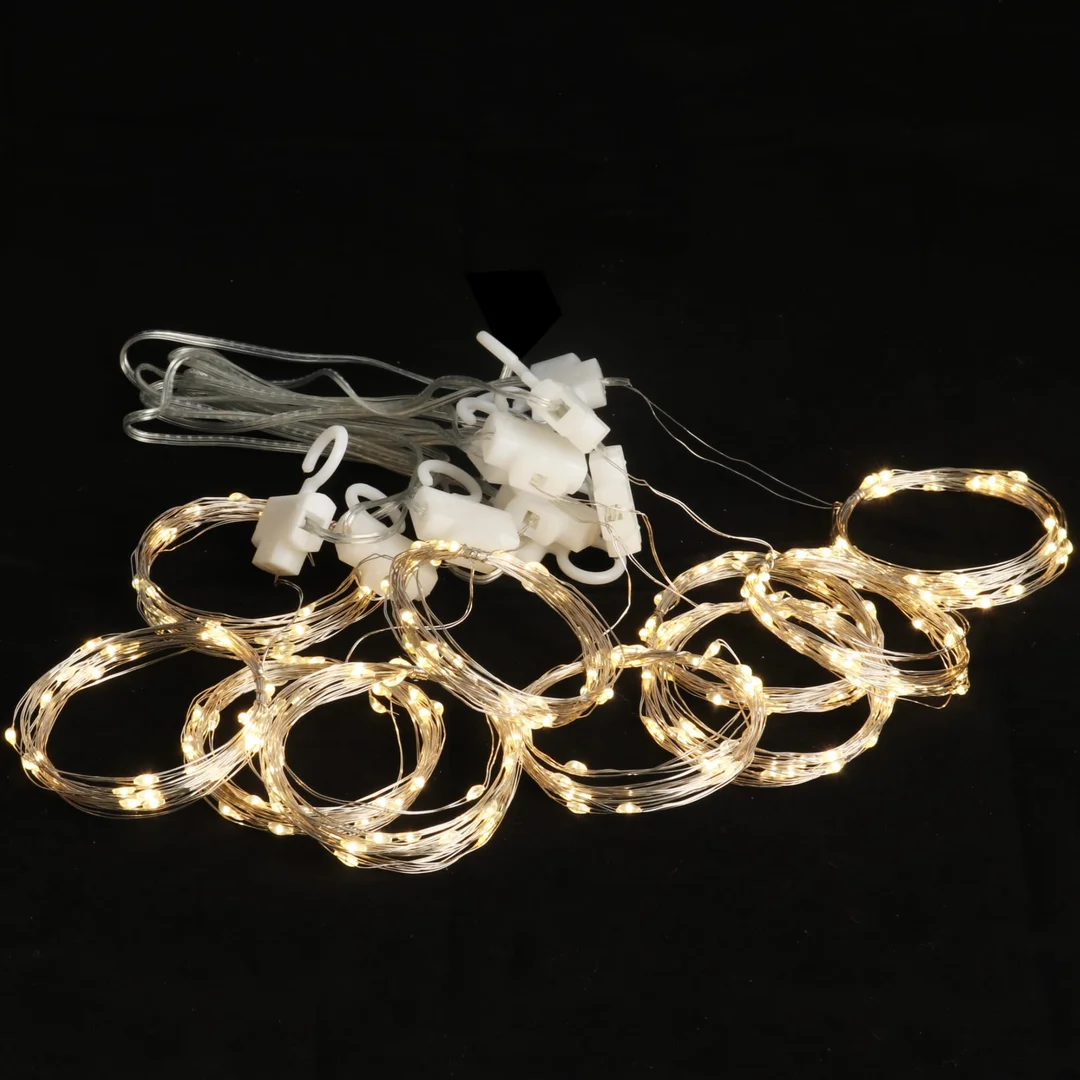 KURTYNA ŚWIETLNA NA OKNO 300 LED 3×3 LAMPKI ŚWIĄTECZNE CHOINKOWE GIRLANDA CIEPŁY BIAŁY — zdjęcie 8