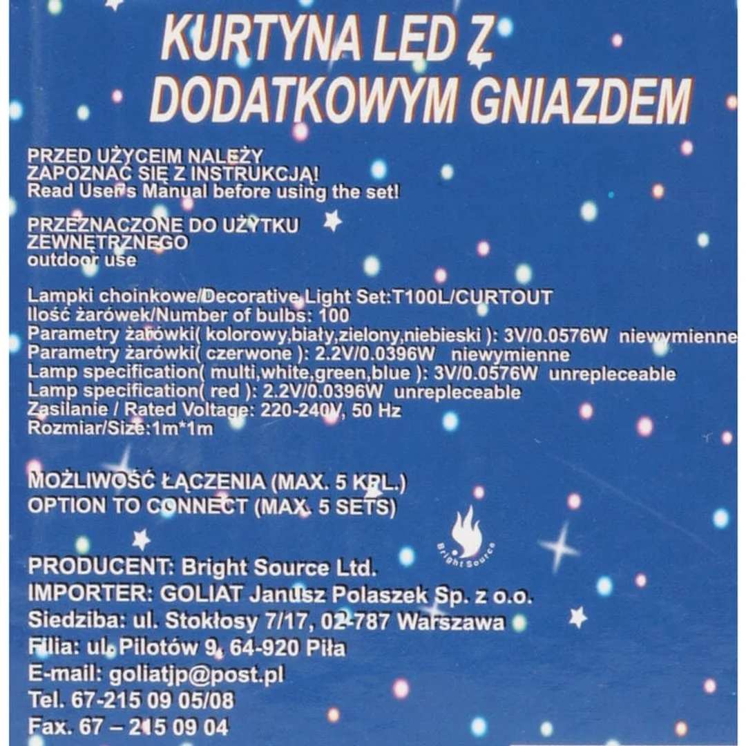 Kurtyna Świetlna Sople 100 LED Czerwona z Gniazdem Łączącym, Odporna na Warunki Atmosferyczne, Zewnętrzna IP44 — zdjęcie 4