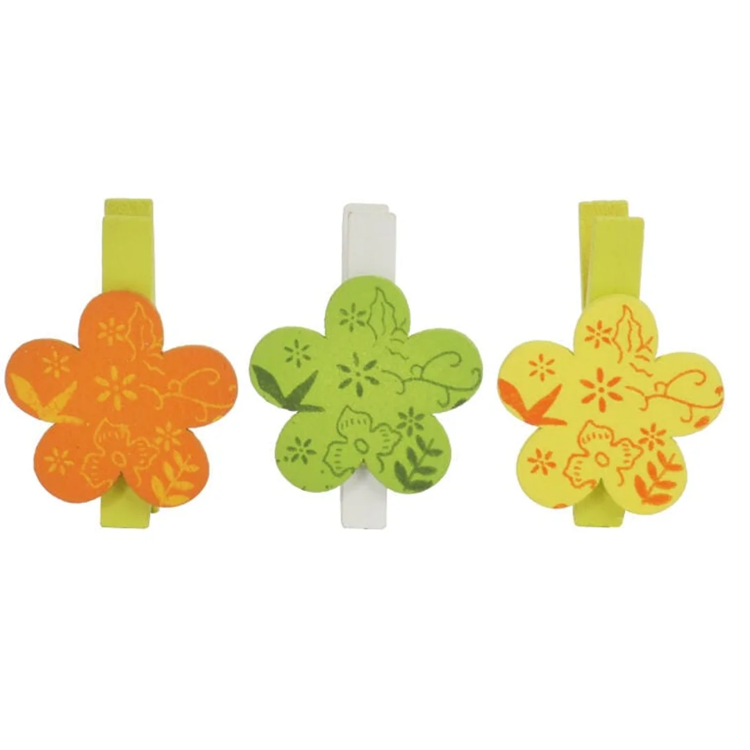 KWIATKI KLAMERKI DREWNIANE 6SZT 4,5CM WIELKANOC WIOSNA — zdjęcie 3