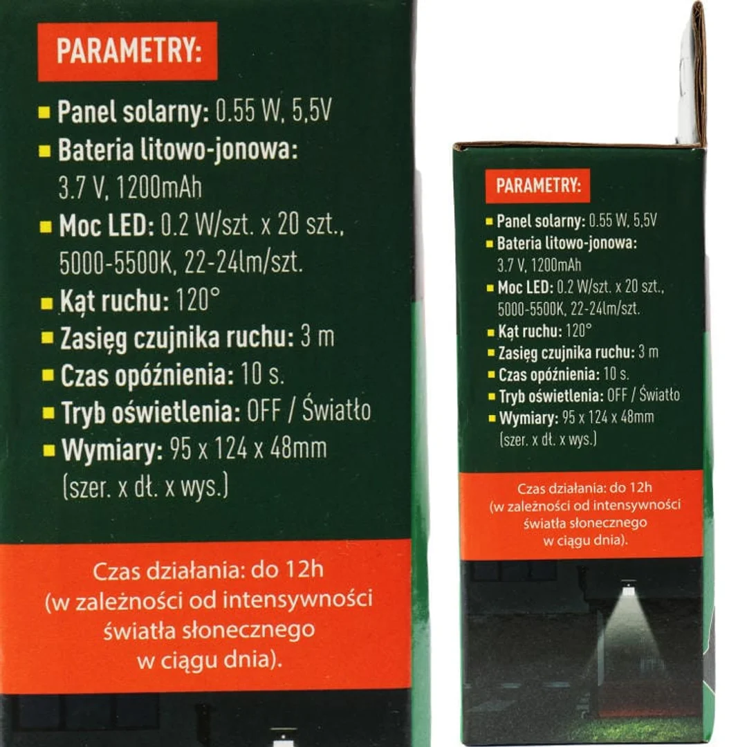 Lampa Solarna LED z Czujnikiem Ruchu i Zmierzchu, Zasilana Energia Słoneczną, Montażowy Panel Światła Zewnętrznego Białego Zimnego — zdjęcie 7