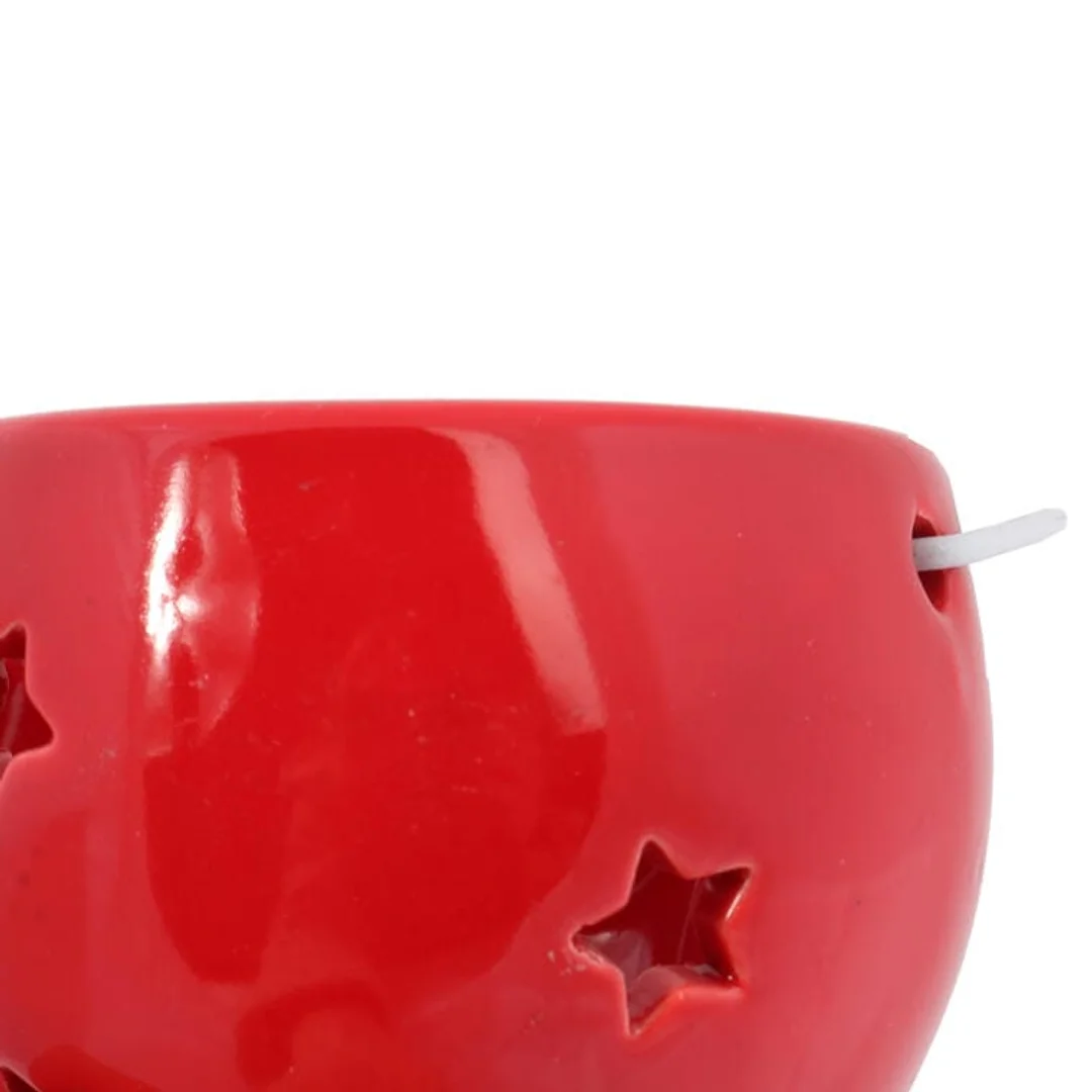Lampion ceramiczny z gwiazdkami czerwony — zdjęcie 2