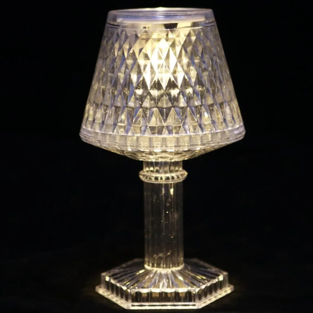 Lampka stołowa LED bateria, przezroczysta 12 cm — zdjęcie 4