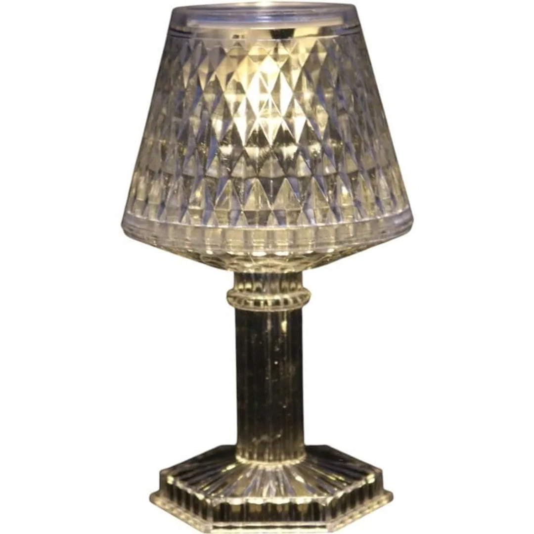 Lampka stołowa LED bateria, przezroczysta 12 cm — zdjęcie 5