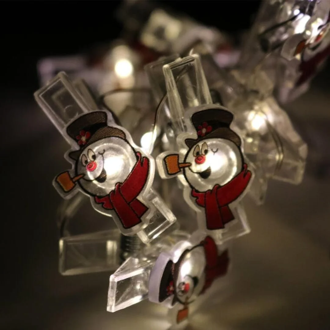 LAMPKI 10 LED GŁOWA BAŁWANKA NA KLAMERKACH — zdjęcie 3