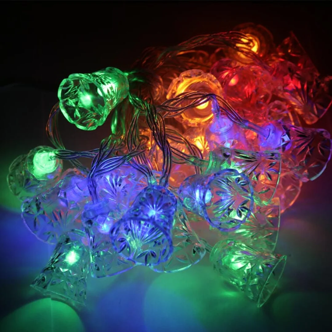 Lampki Bożonarodzeniowe LED - Dzwonki Multikolor na Baterie, 30 Sztuk — zdjęcie 2