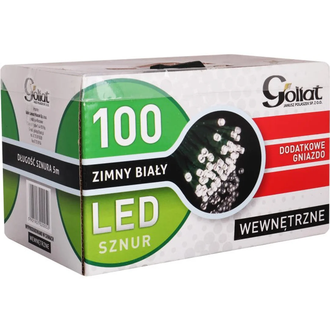 Lampki choinkowe 100 LED wewnętrzne zimny biały z dod. gniazdem — zdjęcie 3