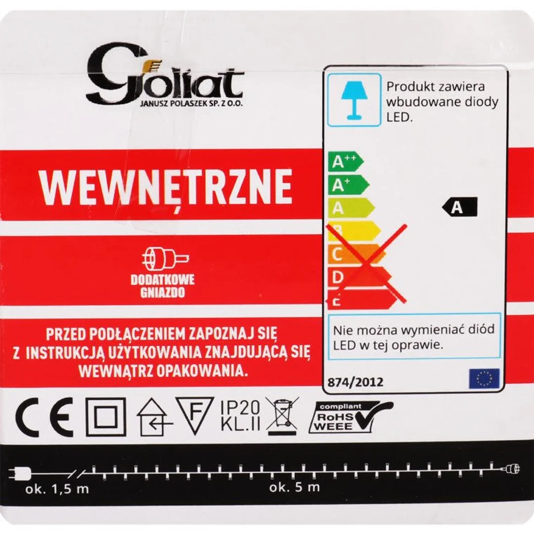 Lampki choinkowe 100 LED wewnętrzne zimny biały z dod. gniazdem — zdjęcie 4