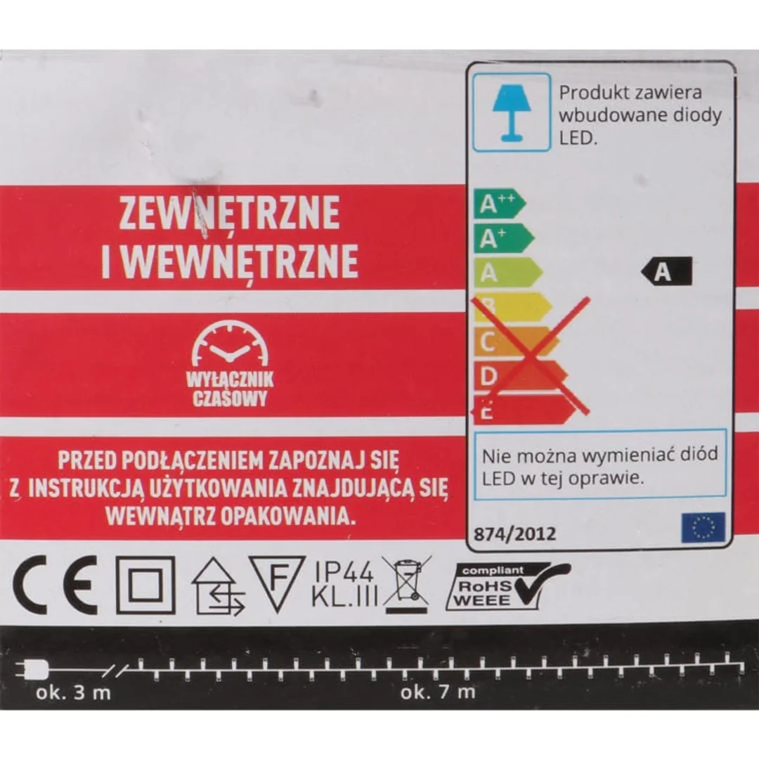 Lampki choinkowe 160 LED zewnętrzne i wewnętrzne z wyłącznikiem czasowym zimny biały — zdjęcie 2
