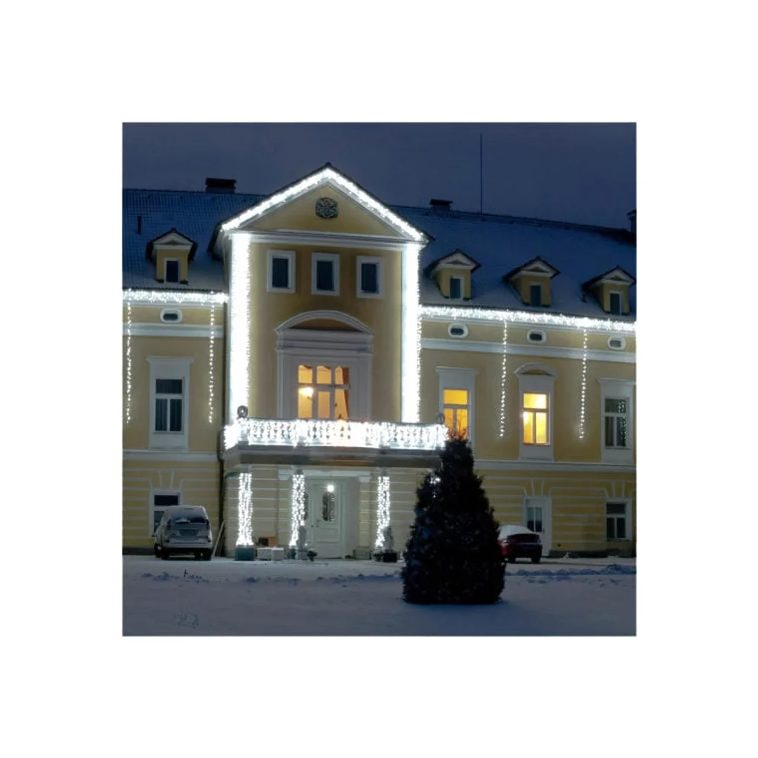 Lampki choinkowe 160 LED zewnętrzne i wewnętrzne z wyłącznikiem czasowym zimny biały — zdjęcie 5