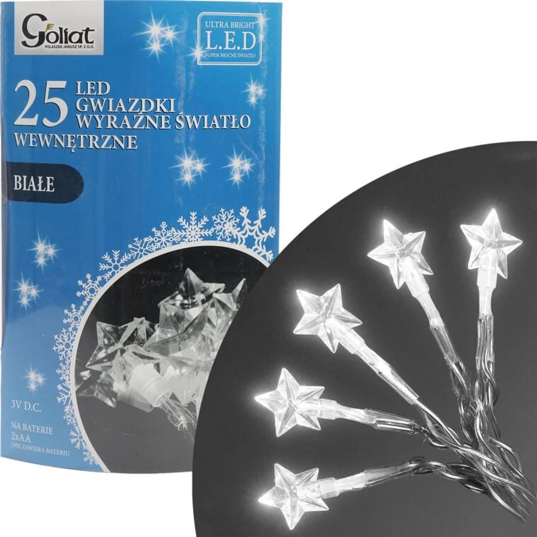 Lampki choinkowe 25 led gwiazdki na baterie zimny biały — zdjęcie 6