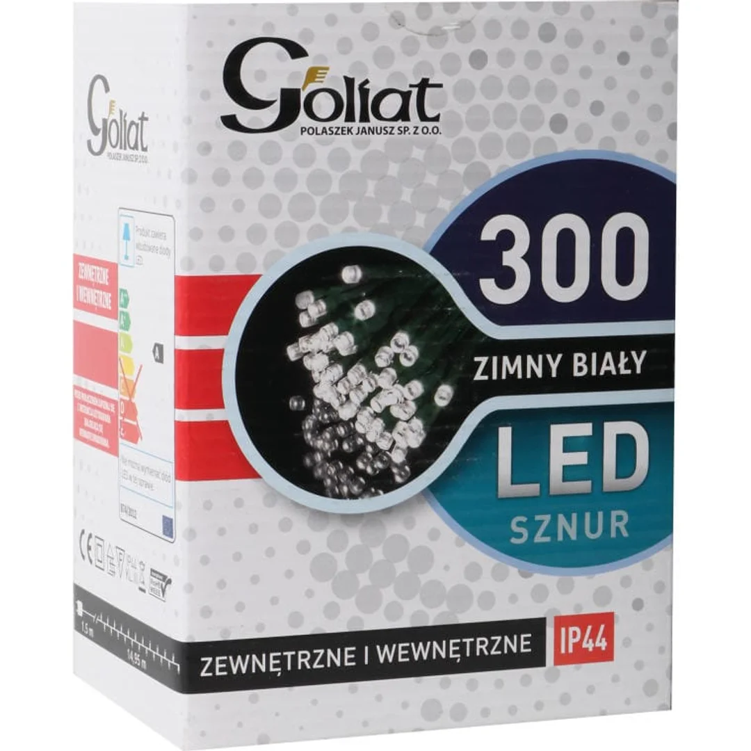 Lampki choinkowe 300 LED wewnętrzne zewnętrzne, zimny biały — zdjęcie 2