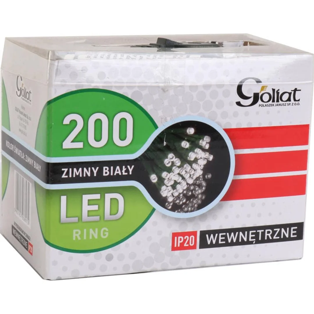 Lampki Choinkowe LED 200 światełek, Kolor Zimny Biały, Wewnętrzne, w Praktycznym Ringu, IP20 — zdjęcie 3