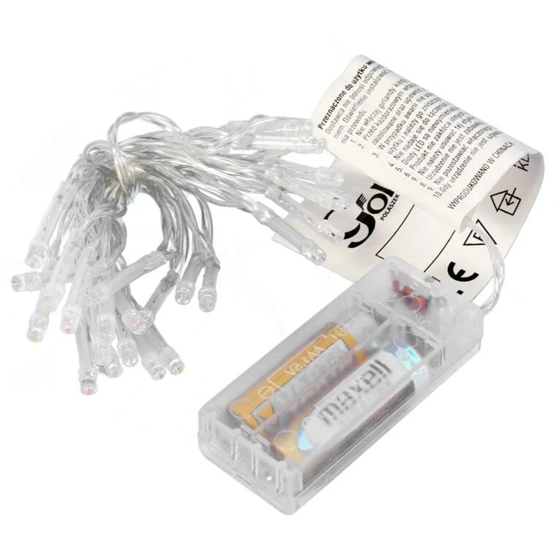 Lampki choinkowe LED Multikolor na baterie - 25 sztuk, do użytku wewnętrznego — zdjęcie 2