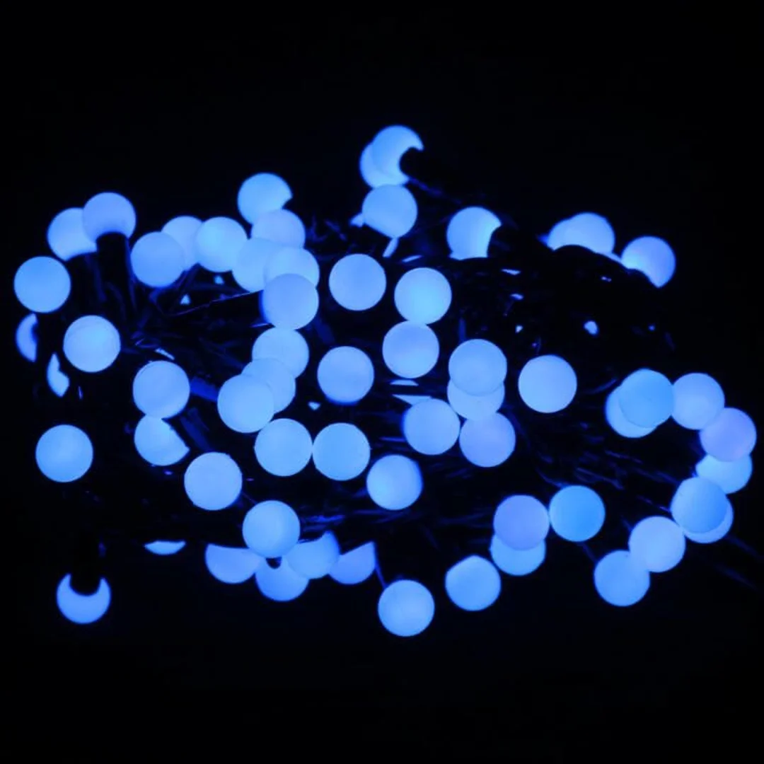 Lampki choinkowe na sznurze 100 LED PEREŁKI NIEBIESKIE — zdjęcie 2