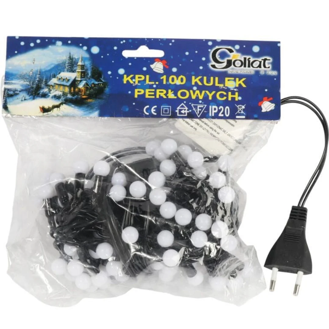 Lampki choinkowe na sznurze 100 LED PEREŁKI NIEBIESKIE — zdjęcie 3