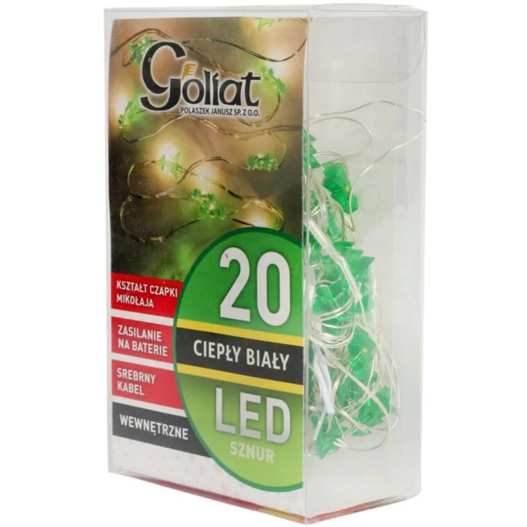 Lampki choinkowe na sznurze ZIELONE CHOINKI 20 led na baterie — zdjęcie 2