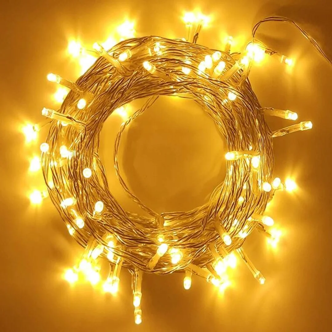 Lampki choinkowe zewnętrzne 100 LED, biały ciepły, z kontrolerem 8 funkcji i miedzianymi przewodami, zasilanie sieciowe — zdjęcie 5