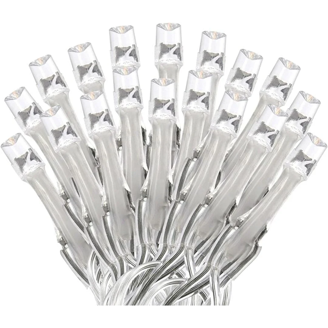 Lampki choinkowe zewnętrzne 100 LED, biały ciepły, z kontrolerem 8 funkcji i miedzianymi przewodami, zasilanie sieciowe — zdjęcie 6