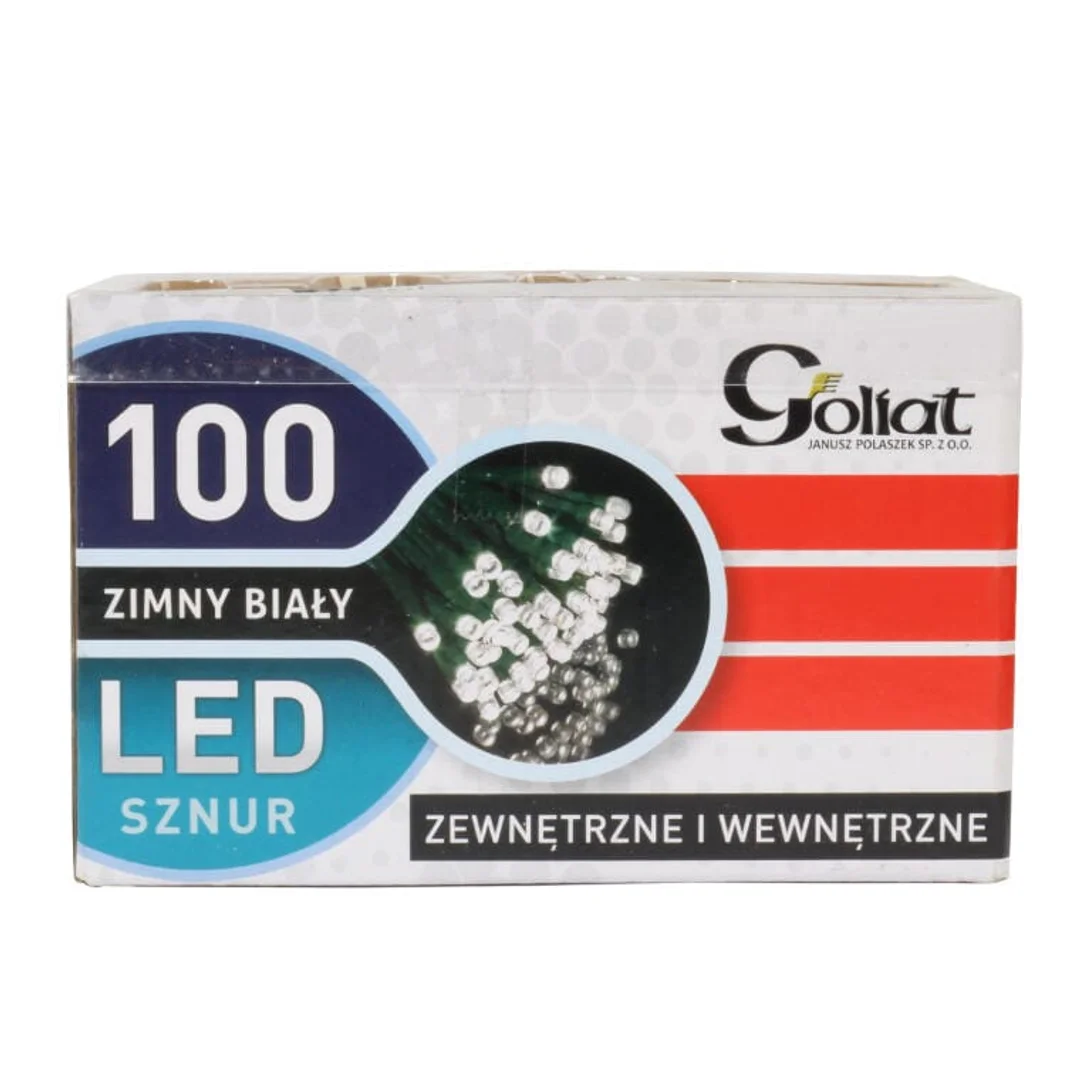 Lampki choinkowe zewnętrzne 100 LED, kolor zimny biały, 8m, zasilanie sieciowe, przewód miedziany — zdjęcie 2