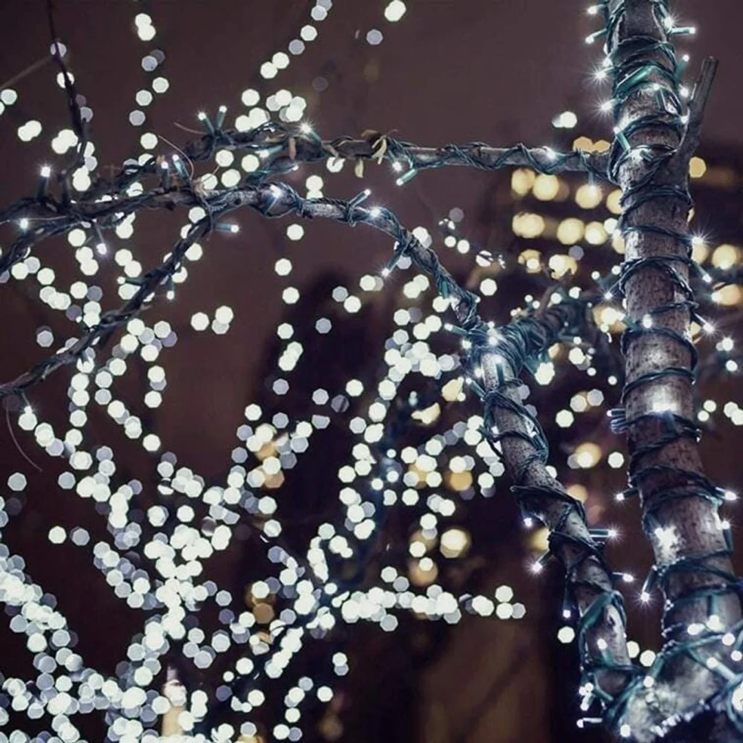 Lampki choinkowe zewnętrzne 100 LED, kolor zimny biały, 8m, zasilanie sieciowe, przewód miedziany — zdjęcie 4