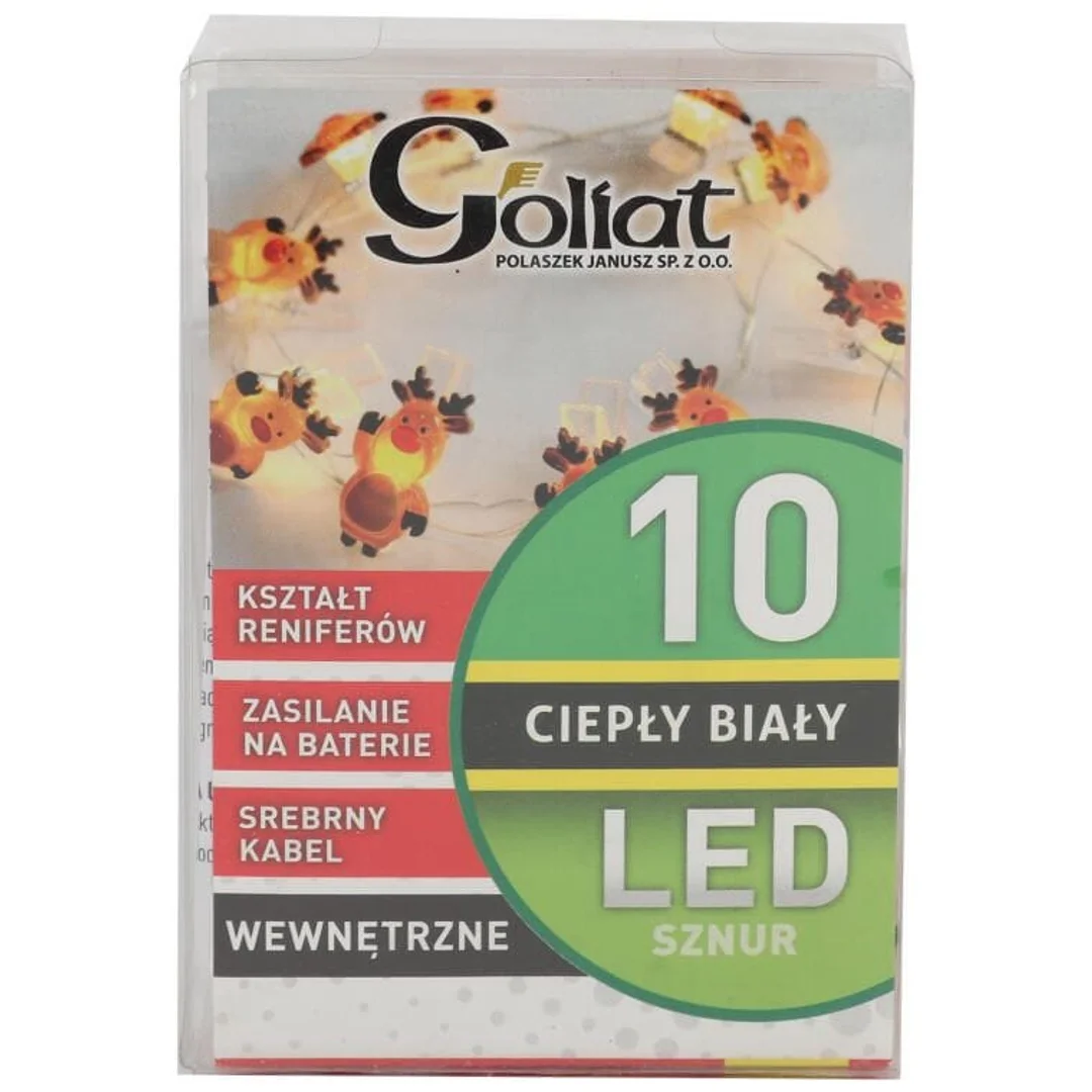 Lampki Świąteczne Reniferki LED na Klamerkach 10 Sztuk, Brązowe, Zasilanie Bateryjne, Długość 130 cm — zdjęcie 3