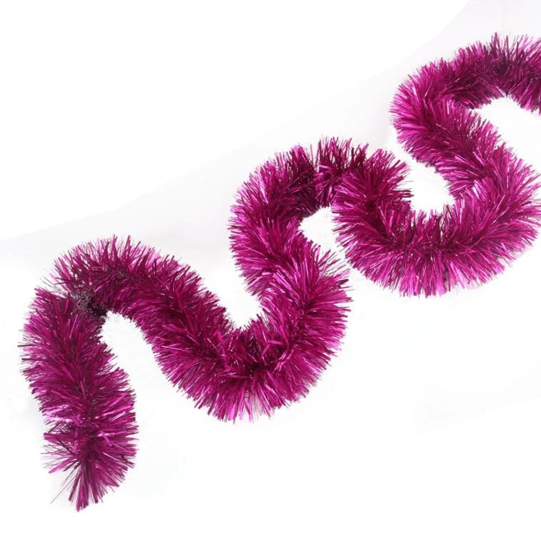 Łańcuch Choinkowy Wysokiej Jakości z Metalizowanej Folii - Fuksja, 10 cm x 3 m — zdjęcie 4