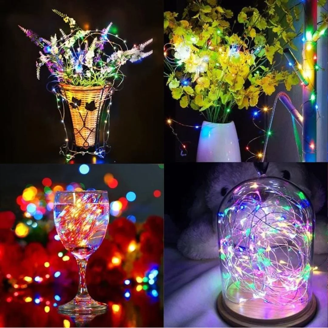 Łezki Choinkowe na Druciku 100 LED Multikolor, Zasilane Bateriami, Energooszczędne — zdjęcie 5