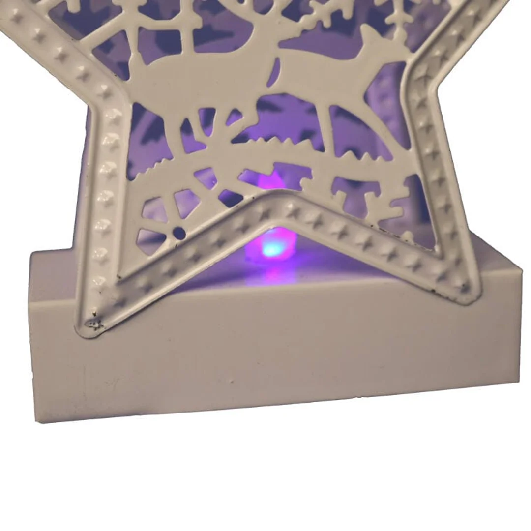 Metalowa Gwiazda Świąteczna LED zmieniająca kolory, biała, 13 cm, na baterie — zdjęcie 3