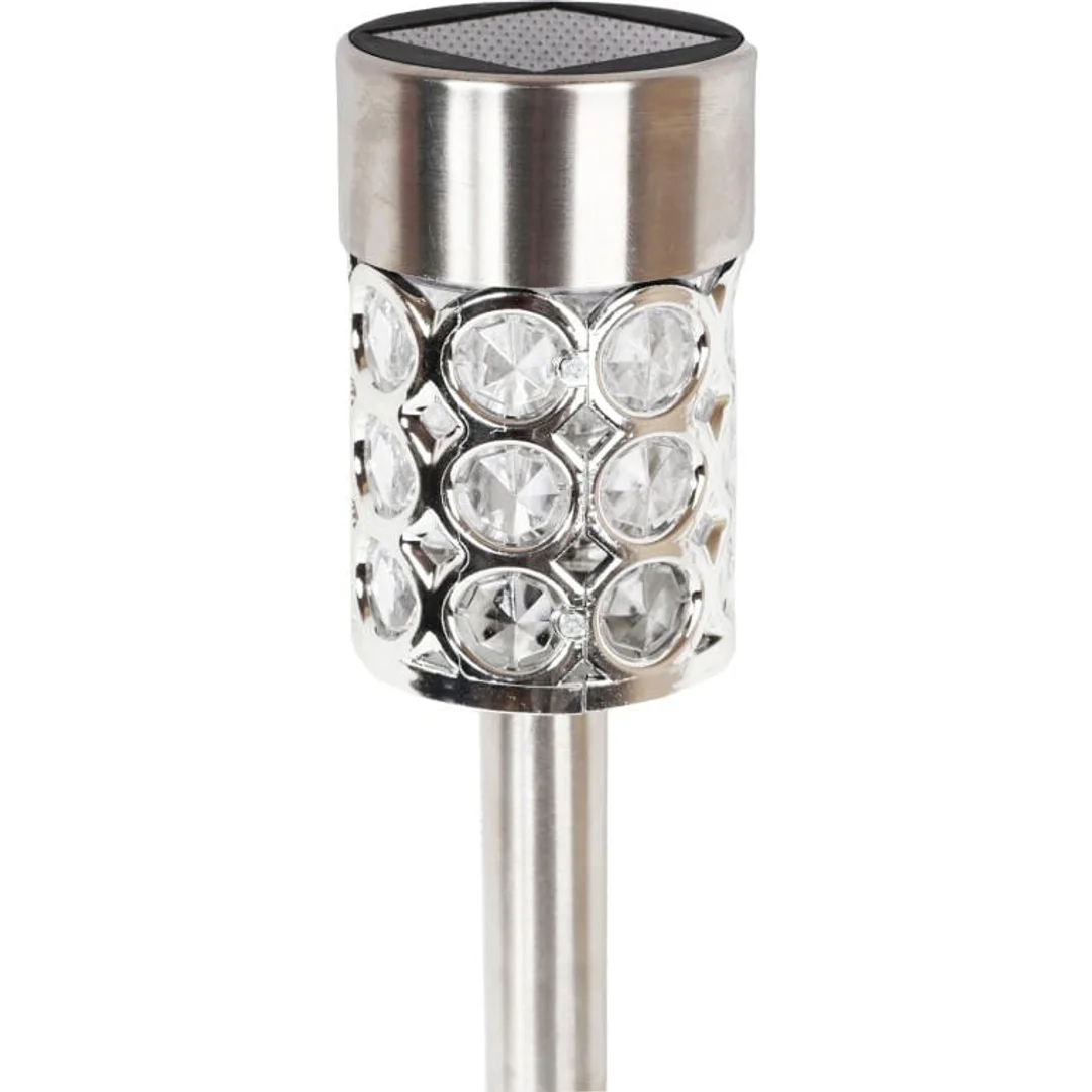 Multikolorowa Srebrna Lampa Ogrodowa Solarna LED 37x6 cm ze Stali Nierdzewnej