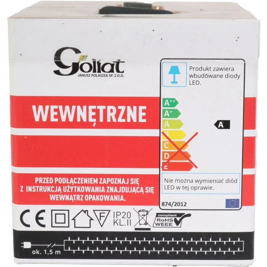 Multikolorowe Lampki Choinkowe LED w Ringu, 80 sztuk, Do Użycia Wewnętrznego, Długość Przewodu 1.5 m, IP20 — zdjęcie 2
