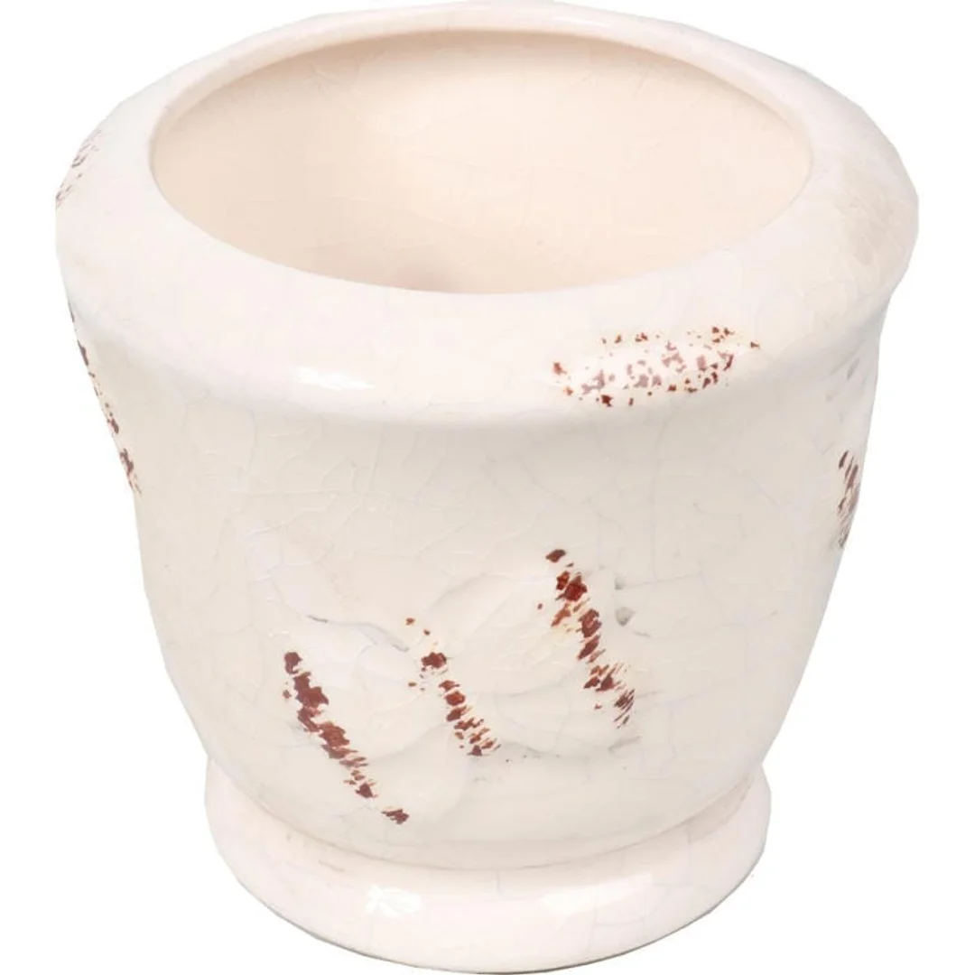 Osłonka ceramiczna wazonik w białym kolorze 10x9 cm — zdjęcie 2