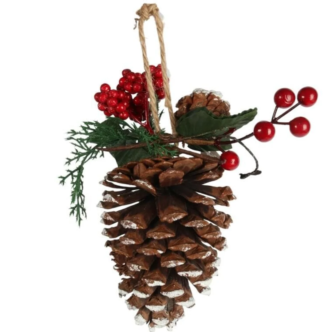 Ozdoba bożonarodzeniowa zawieszkaSZYSZKA Z DEKORACJĄ 20 cm BRĄZOWA — zdjęcie 3