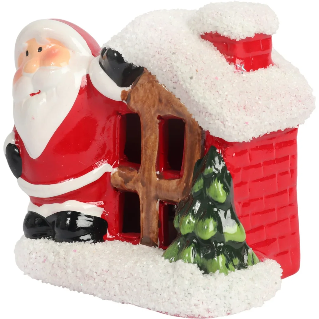 Ozdoba świąteczna ceramiczny Domek z Mikołajem LED 9 cm — zdjęcie 4