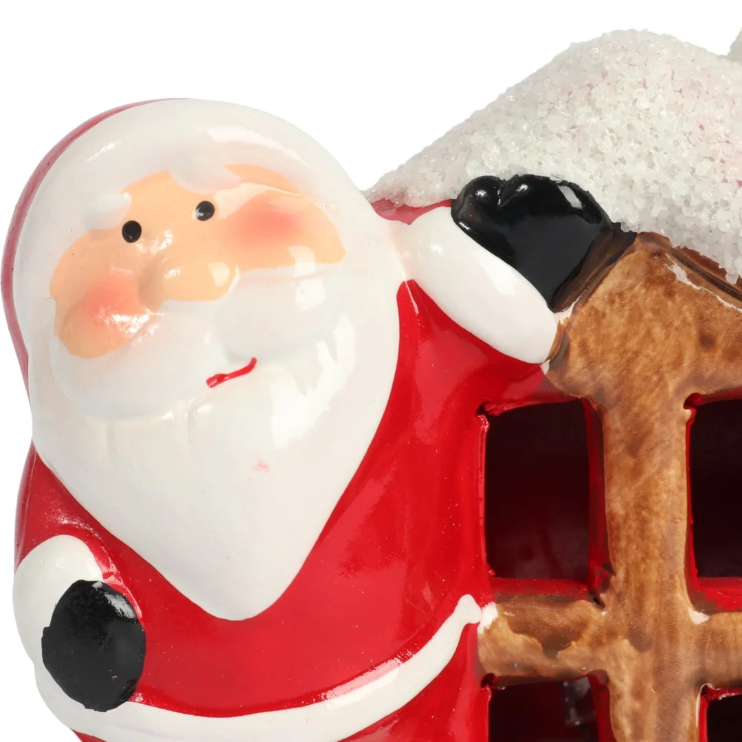 Ozdoba świąteczna ceramiczny Domek z Mikołajem LED 9 cm — zdjęcie 5