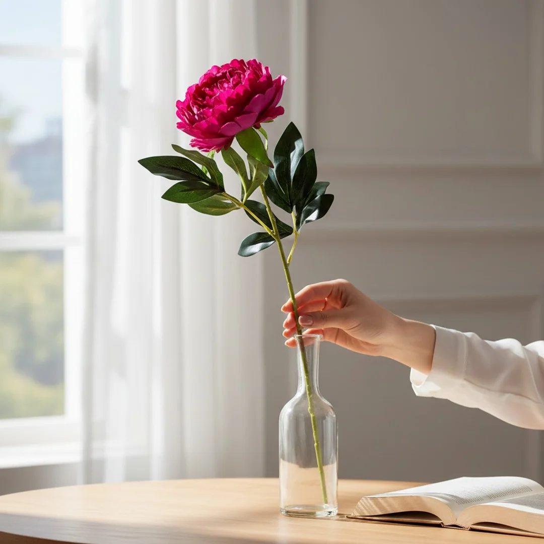 PIWONIA KWIAT SZTUCZNY do wazonu rózowa PEONIA 72 cm — zdjęcie 15