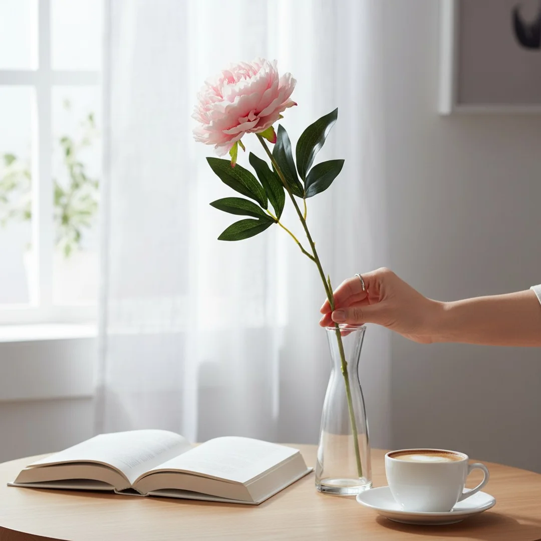 PIWONIA KWIAT SZTUCZNY do wazonu rózowa PEONIA 72 cm — zdjęcie 20