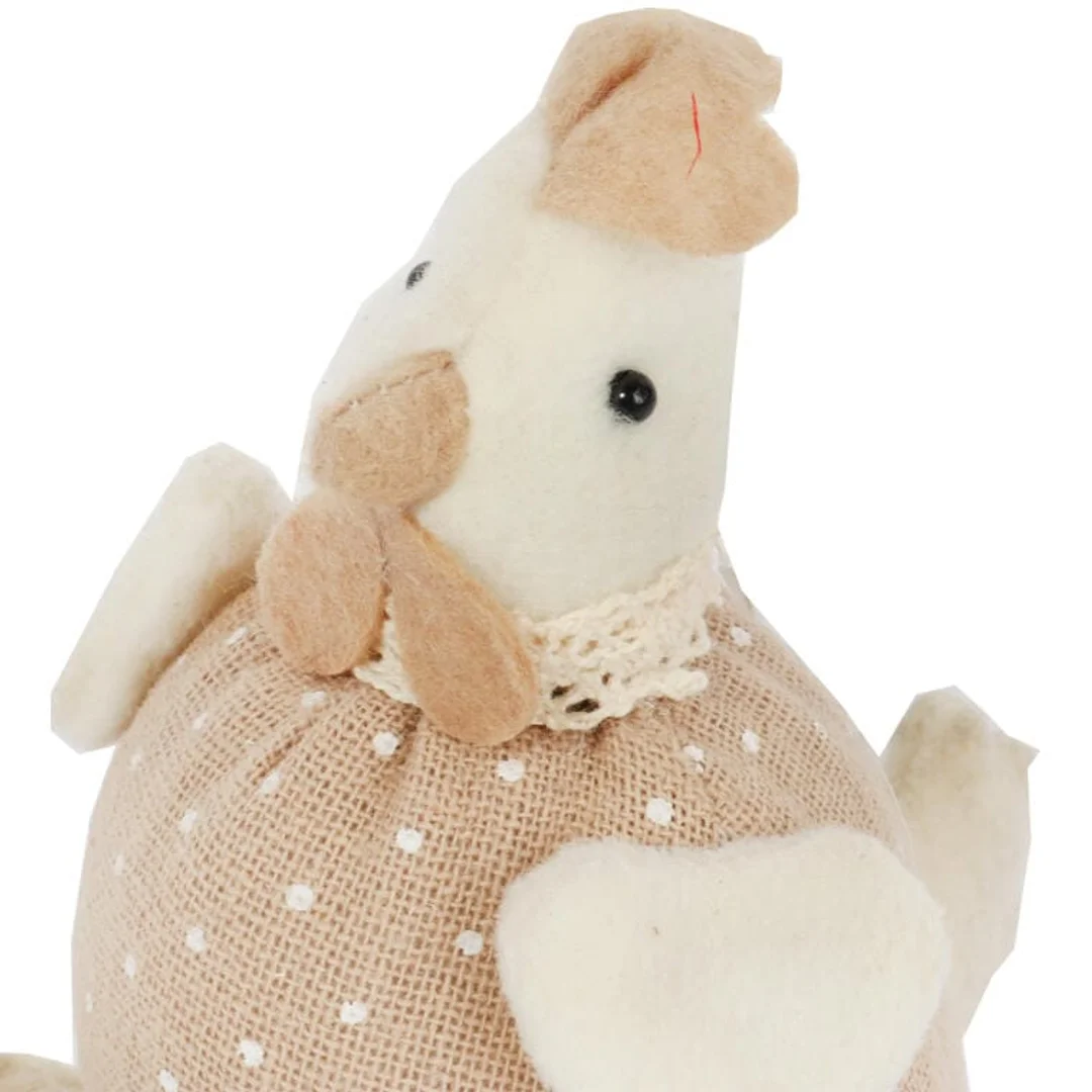 PLUSZOWA KURA W KROPKI - DEKORACJA WIELKANOCNA 12 CM, KOLOR BRĄZOWY — zdjęcie 2
