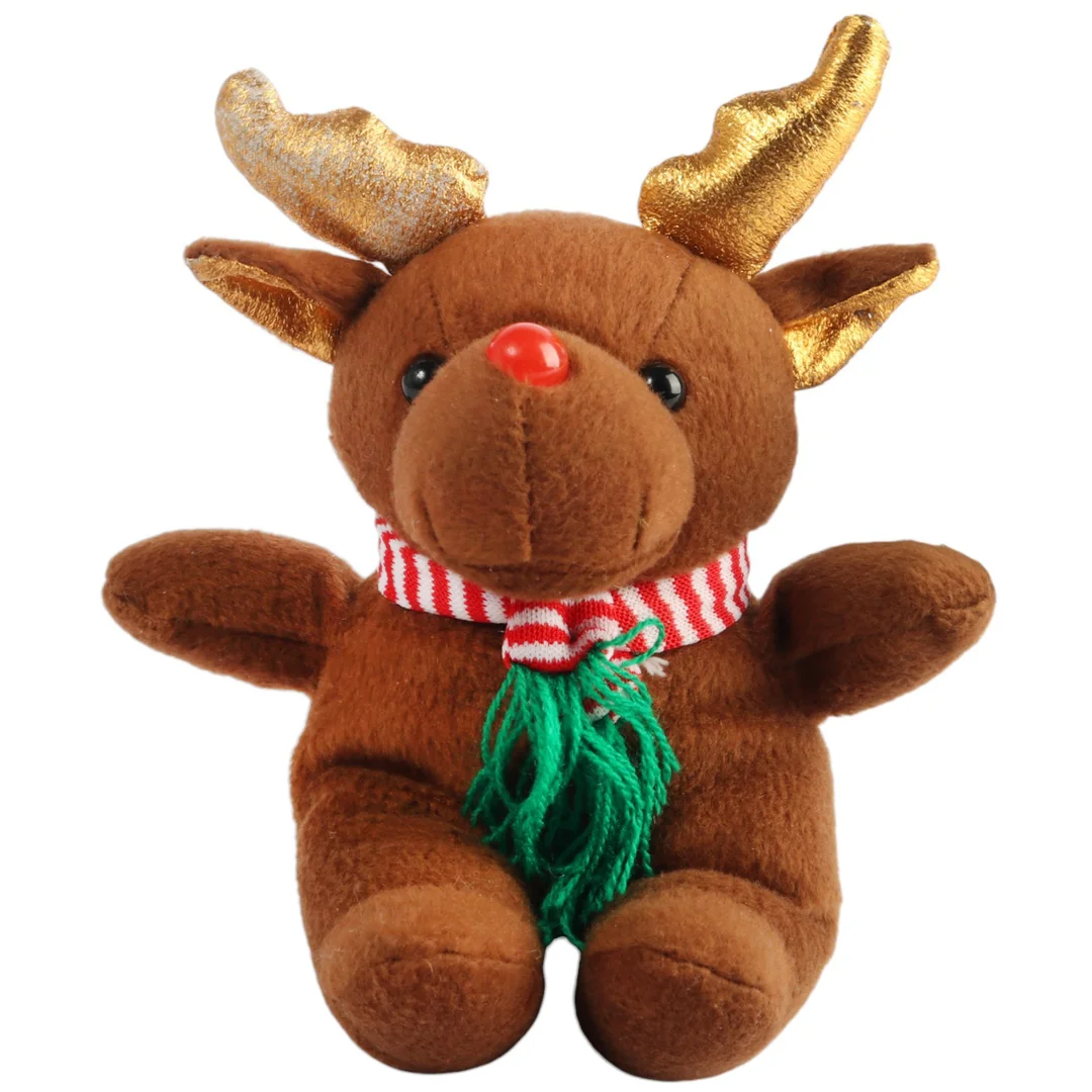 Pluszowa Maskotka Renifer w szaliku– Zawieszka w Kolorze Brązowym 14 cm — zdjęcie 2