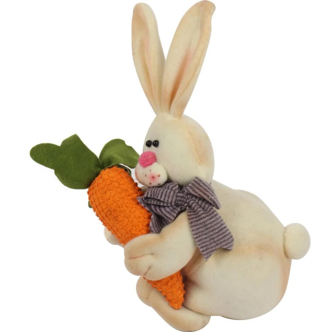 Pluszowy Zając Wielkanocny z Marchewką 37cm - Stabilna Figurka Dekoracyjna — zdjęcie 2